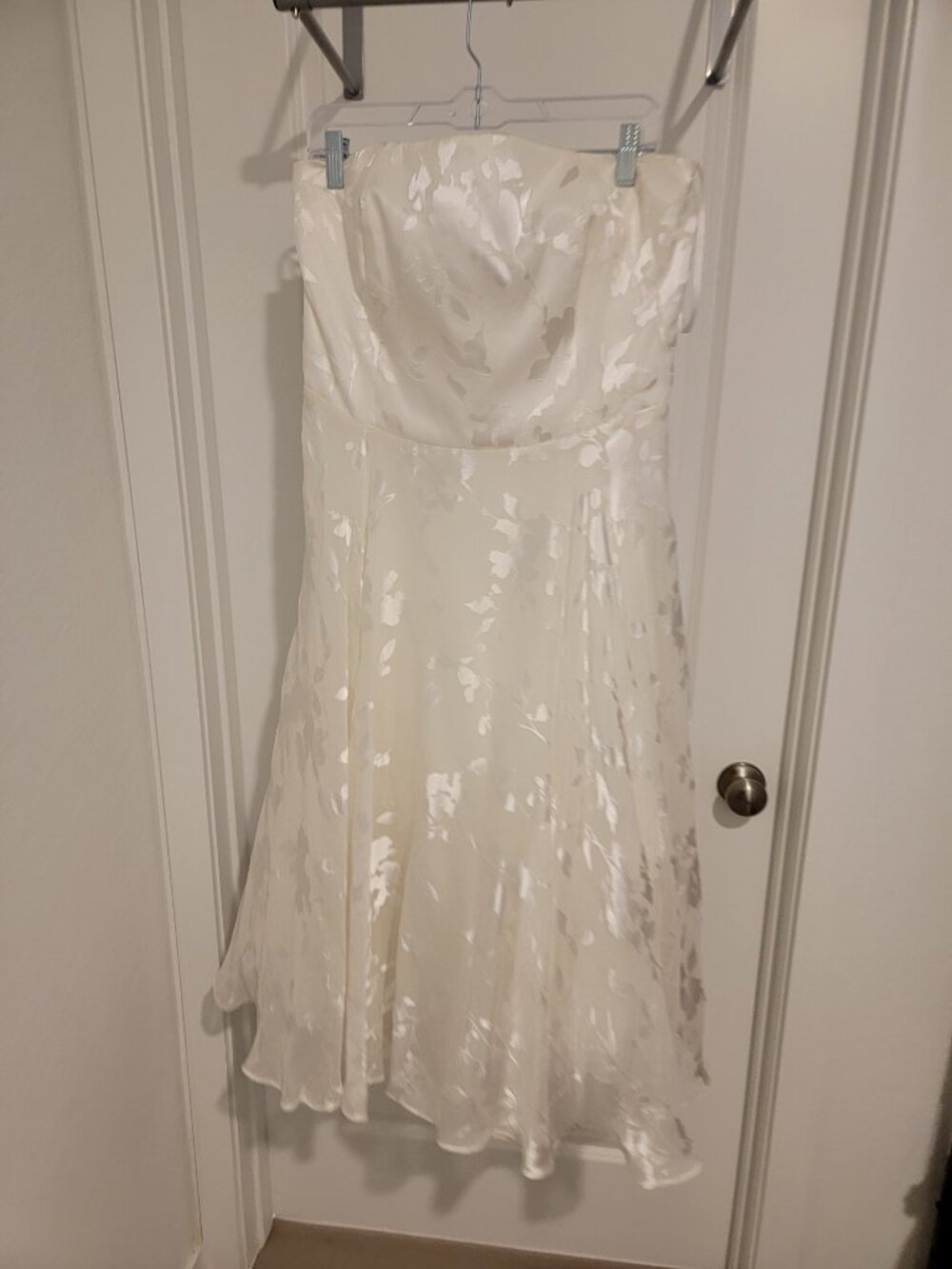 White House Black Market Fit & Flare Ivory Ecru Floral Silk Blend Dress 14 NWOT